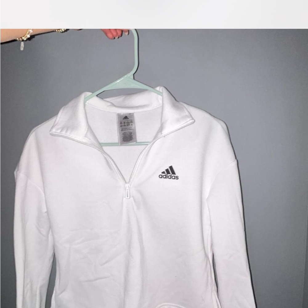 Adidas White Half-Zip Sweatshirt - Picture 2 of 4